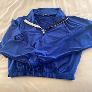 BLUE LONG SLEEVE CROP TOP